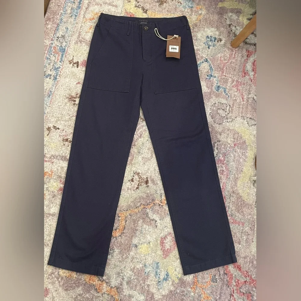 NWT Arbor Fatigue Pants (Organic Cotton Herringbone Button Fly Blue) - Picture 5 of 7